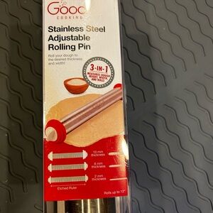 Stainless Steel Adjustable Rolling Pin - Silver